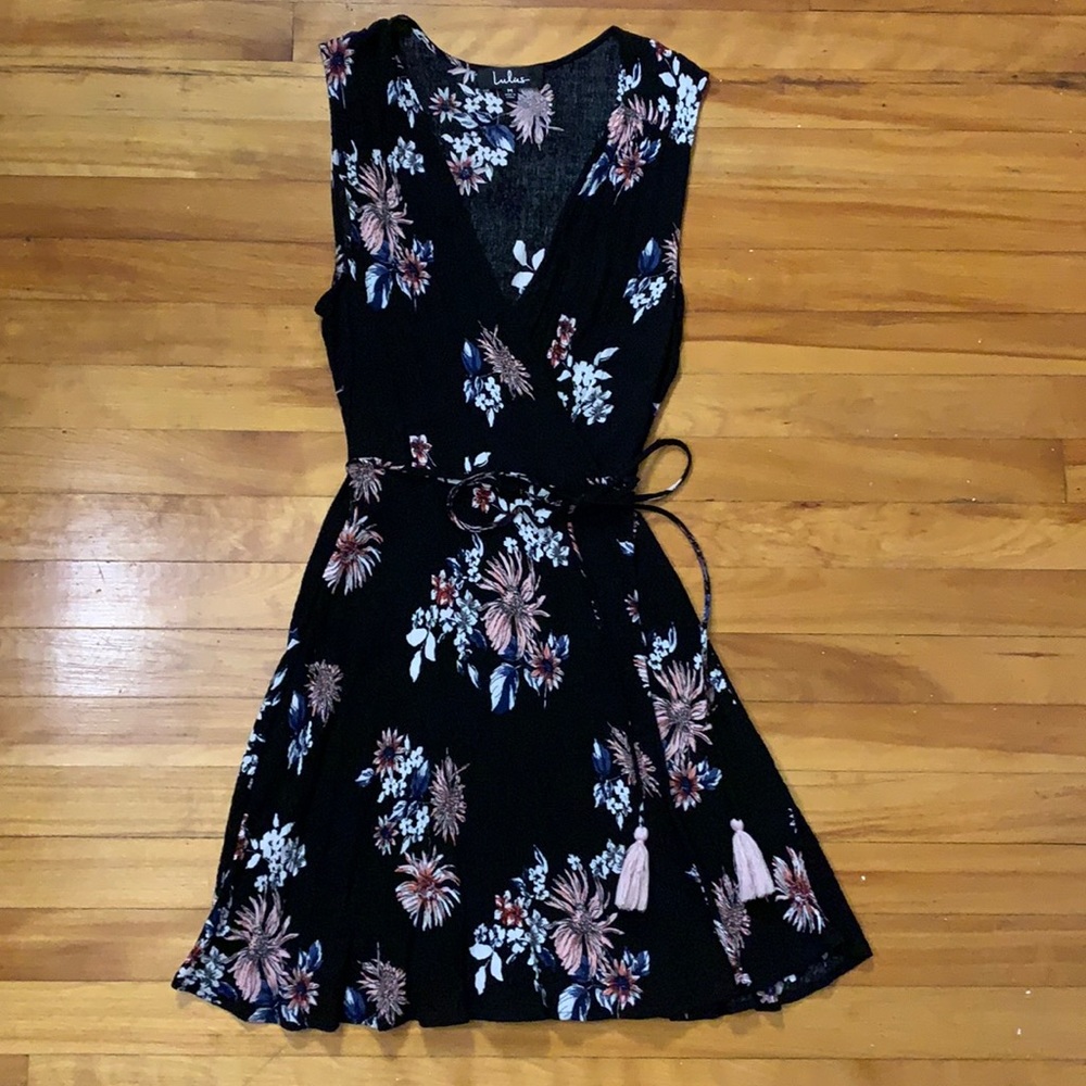 Lulu’s Black Floral Wrap Dress